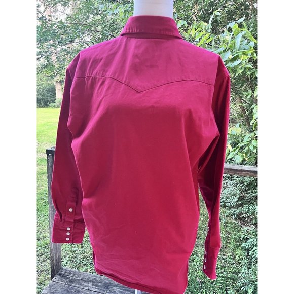 Wrangler Western Shirt Brushpopper Mens Large Pearl Snap Red - Picture 7 of 9